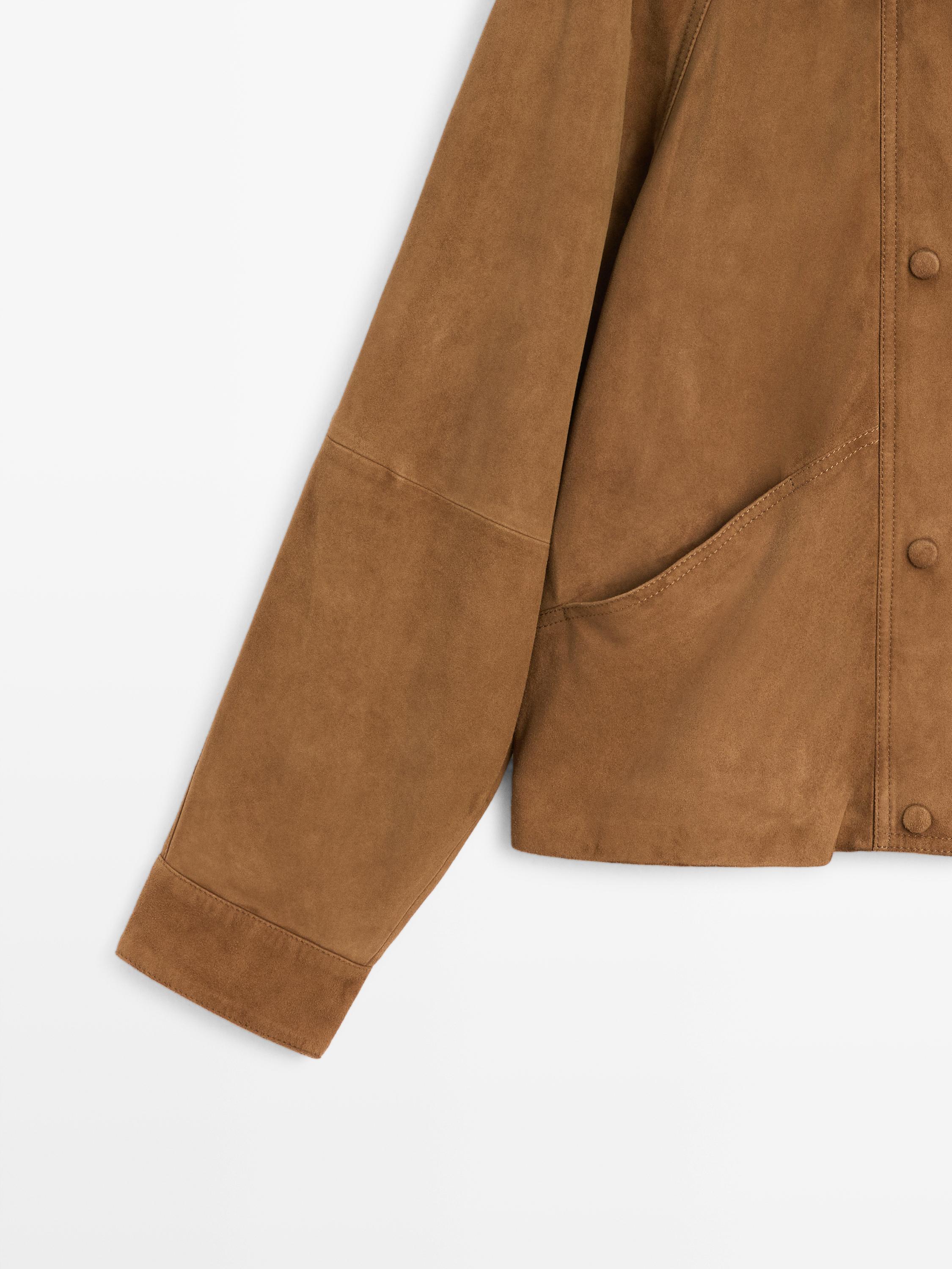 Suede leather jacket with buttons